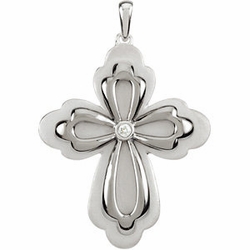 Sterling Silver Diamond Cross Pendant