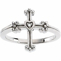 Sterling Silver & Diamond Cross Ring 