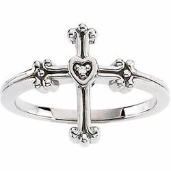 Sterling Silver & Diamond Cross Ring 