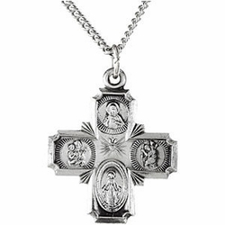 Sterling Silver Four Way Medal with Chain