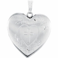 Sterling Silver Heart Locket Engraved with Cross 