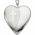 Sterling Silver Heart Locket w/Cross