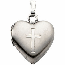 Sterling Silver Heart Locket With Cross
