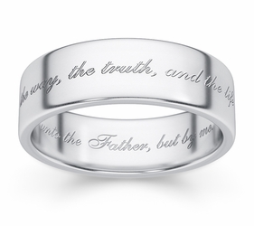 The Way, The Truth And The Life Bible Verse Wedding Band - 14k White Gold