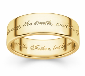 The Way, The Truth And The Life Bible Verse Wedding Ring - 14k Yellow Gold