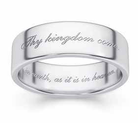 Thy Kingdom Come Bible Verse Wedding Ring - White Gold