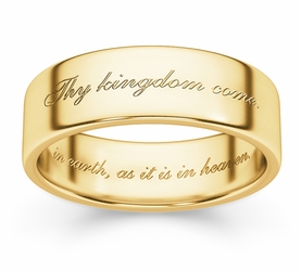 Thy Kingdom Come Bible Verse Wedding Ring - Yellow Gold