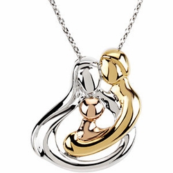 Tri-Color Embraced by the Heart� (Family) Necklace