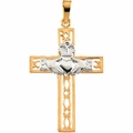 Two Tone Claddagh Cross Pendant
