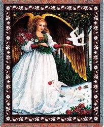 White Angel Throw Religious Tapestry