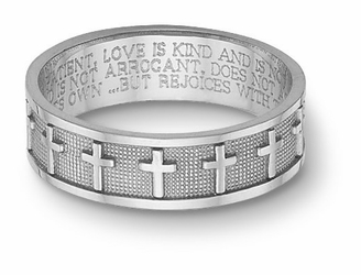 Women's 14K White Gold Christian Cross Bible Verse Wedding Ring