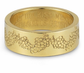 Your Love Is Better Than Wine Bible Verse Wedding Band - 14k Yellow Gold