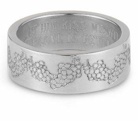 Your Love Is Better Than Wine Bible Verse Wedding Band - Sterling Silver