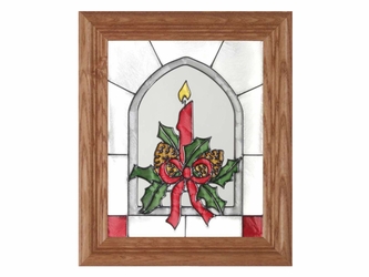 Yuletide Candle Aglow Christmas Stained Glass Art