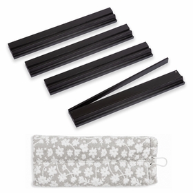 (17in.) Black Wooden Mahjong Racks with Pushers & Travel Bag - Set of 4