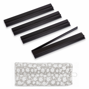(17in.) Black Wooden Mahjong Racks with Pushers & Travel Bag - Set of 4