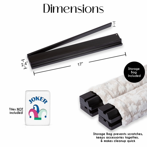 (17in.) Black Wooden Mahjong Racks with Pushers & Travel Bag - Set of 4 - alt image 1