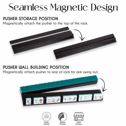 (20in.) Black Wooden Mahjong Racks with Pushers & Travel Bag - Set of 4 - alt image 3