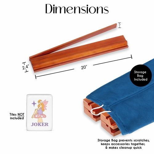 (20in.) Cherry Stain Wooden Mahjong Racks with Pushers & Travel Bag - Set of 4 - alt image 1