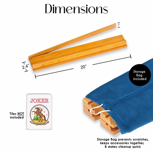 (20in.) Light Brown Wooden Mahjong Racks with Pushers & Travel Bag - Set of 4 - alt image 1