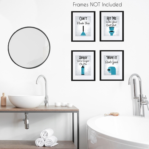 80's Music Songs Bathroom Turquoise Collection Wall Art Prints - Set of 4 - alt image 2