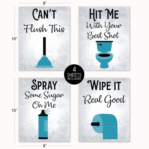 80's Music Songs Bathroom Turquoise Collection Wall Art Prints - Set of 4 - alt image 3