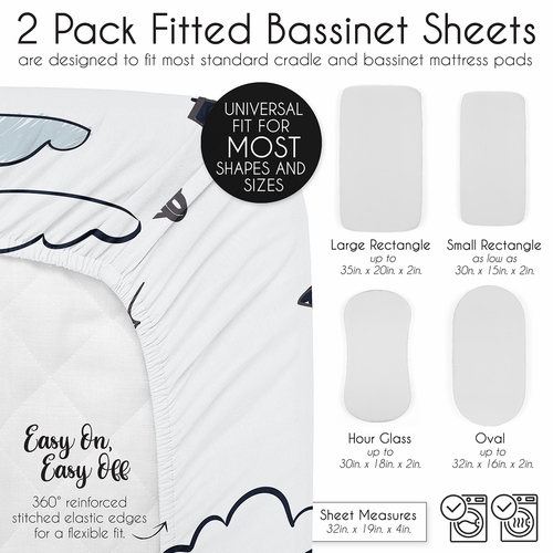 Airplane Green and Blue Collection 2 Pack Baby Bassinet Fitted Sheets - alt image 5
