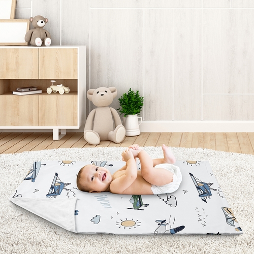 Airplane Green and Blue Collection Baby Blanket - alt image 2