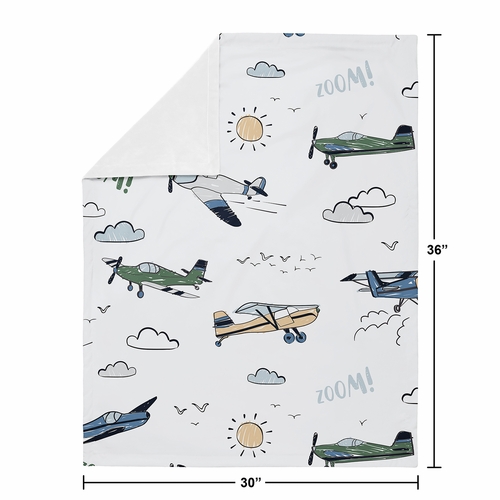 Airplane Green and Blue Collection Baby Blanket - alt image 3