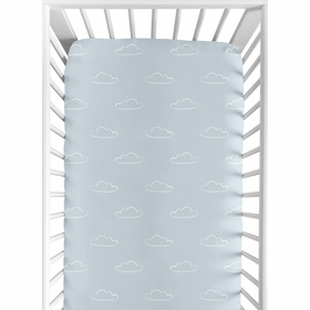 Airplane Green and Blue Collection Crib Sheet - Cloud Print