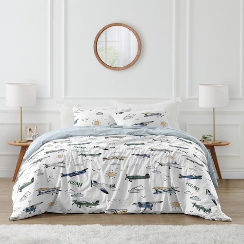 Airplane Green and Blue Collection Full/Queen Bedding