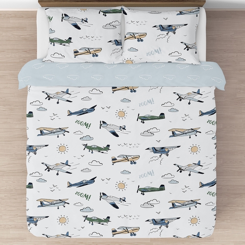 Airplane Green and Blue Collection Full/Queen Bedding - alt image 2