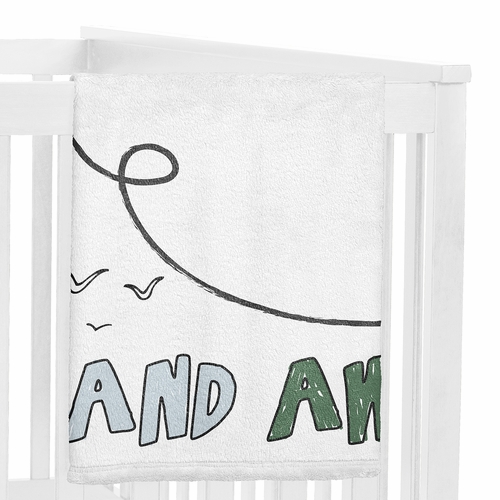 Airplane Green and Blue Collection Monthly Milestone Baby Blanket - alt image 2