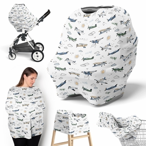 Airplane Green and Blue Collection Multi Use Baby Car Seat and Nursing Cover