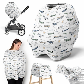 Airplane Green and Blue Collection Multi Use Baby Car Seat and Nursing Cover
