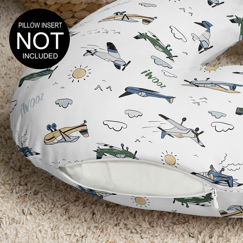 Airplane Green and Blue Collection Nursing Breastfeeding Pillow Cover - alt image 2