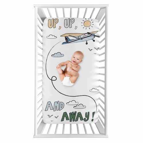 Airplane Green and Blue Collection Photo Op Crib Sheet
