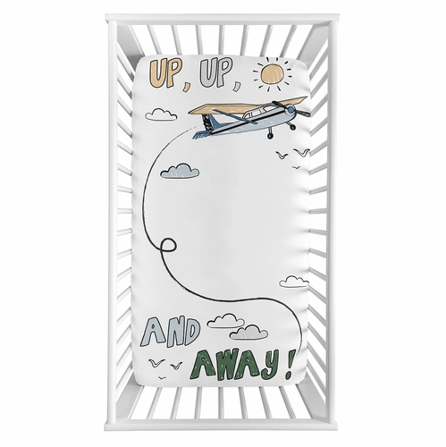 Airplane Green and Blue Collection Photo Op Crib Sheet - alt image 1