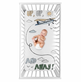Airplane Green and Blue Collection Photo Op Crib Sheet