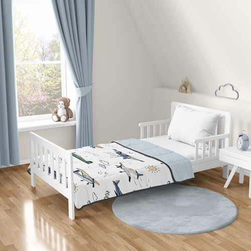 Airplane Green and Blue Collection Toddler 5lbs Weighted Blanket for Kids - alt image 1