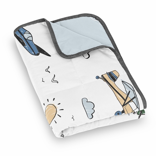 Airplane Green and Blue Collection Toddler 5lbs Weighted Blanket for Kids - alt image 2