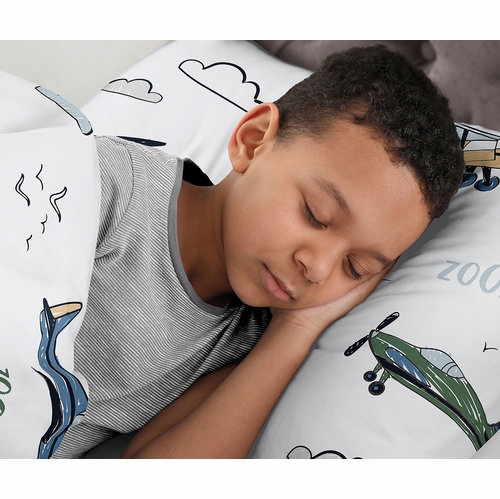 Airplane Green and Blue Collection Twin Bedding - alt image 3