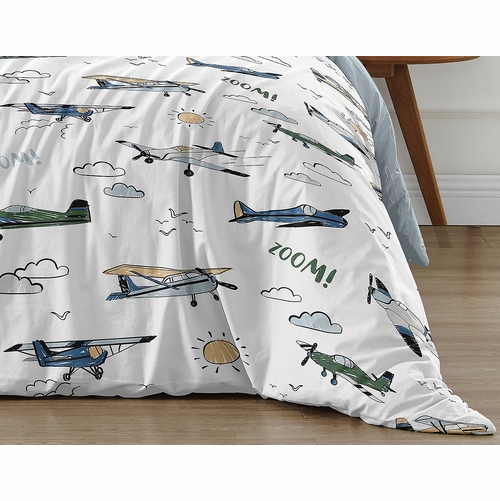 Airplane Green and Blue Collection Twin Bedding - alt image 5