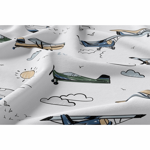 Airplane Green and Blue Collection Twin Sheet Set - alt image 3