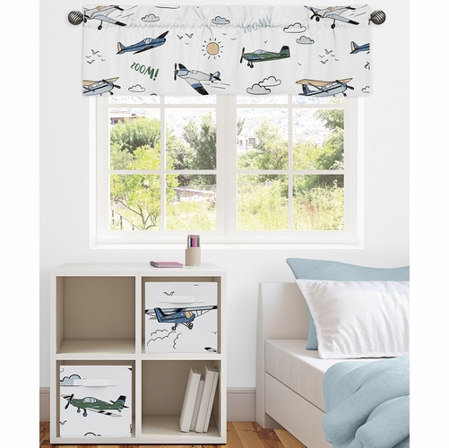 Airplane Green and Blue Collection Window Valance - alt image 1