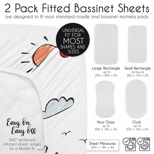 Airplane Red and Blue Collection 2 Pack Baby Bassinet Fitted Sheets - alt image 5