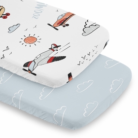 Airplane Red and Blue Collection 2 Pack Baby Bassinet Fitted Sheets