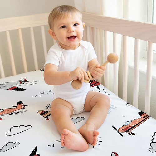 Airplane Red and Blue Collection 2 Pack Crib Sheets - alt image 4