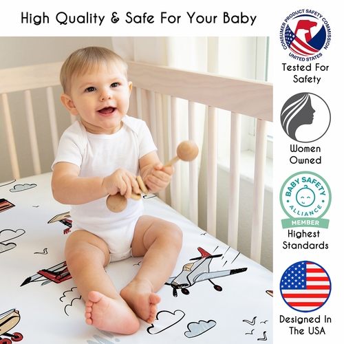 Airplane Red and Blue Collection 3 Pack Crib Sheets - alt image 1