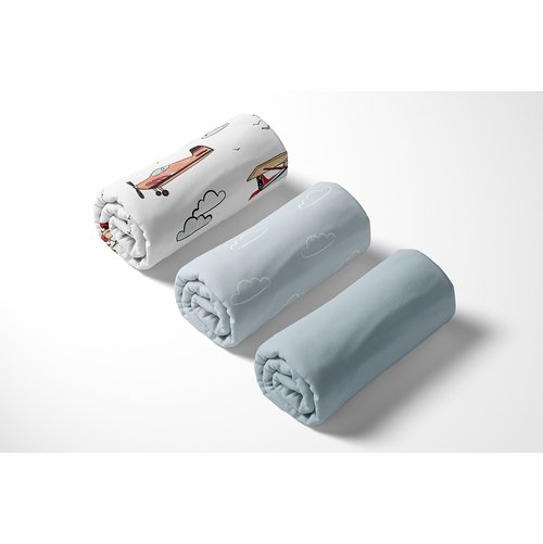 Airplane Red and Blue Collection 3 Pack Crib Sheets - alt image 4